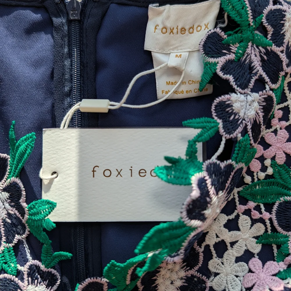 Anthropologie Green Purple Floral Crochet Embroidered Cap Sleeve Midi Dress SM - Picture 10 of 11